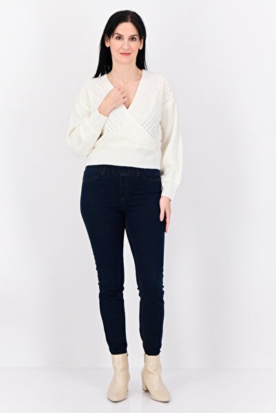 No Comment Women Surplice Neck Knitted Sweaters, Off White