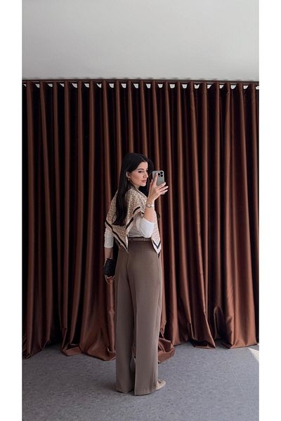 HAZELANNA Premium Milky Tok Texture Brown Palazzo