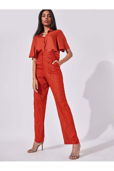 The Label Life Rust Wave Graphic Print Pants Trendy & Comfortable
