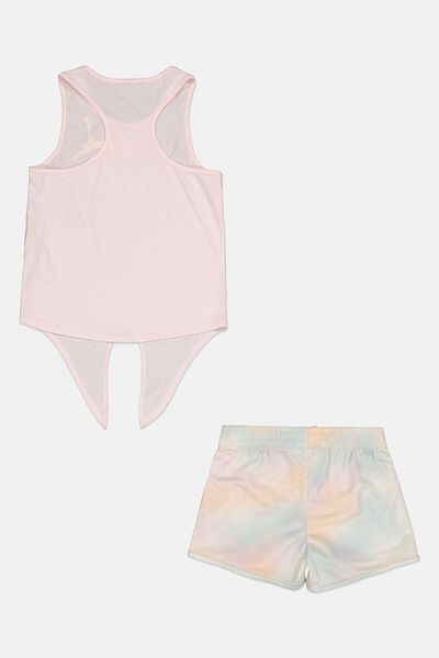 Puma Kids Girl 2 Pcs Brand Logo Outdoor Top And Short Set, Multicolor