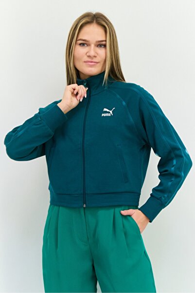 Puma Women Relaxed Fit Brand Logo Outdoor Jacket, Green