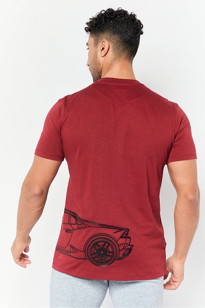 Lamborghini Men Sportswear Fit Short Sleeve Outdoor T-Shirt, Maroon