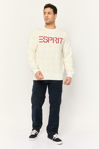 Esprit Men Crew Neck Knitted Sweater, Cream