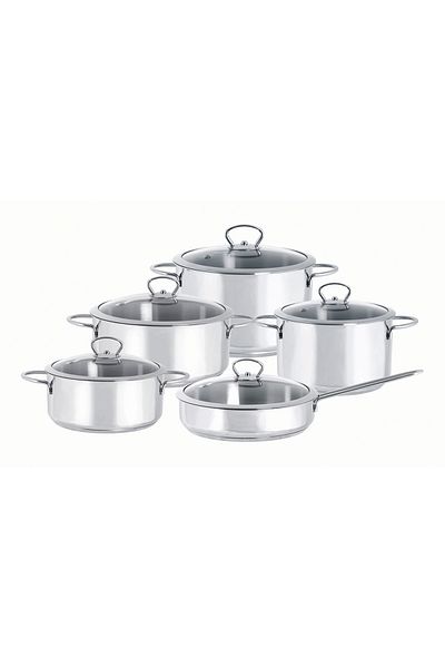 Metalac Set 5 piese inox Gracia Metalac, Oala 20, Oala 24, Caserola 22, Cratita 22, Tigaie 24