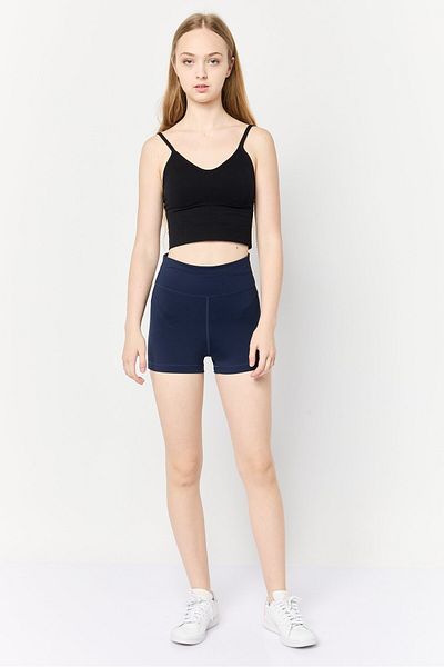 Esprit Women Brand Logo High Rise Basic Shorts, Navy Blue