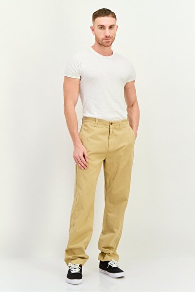 Gant Men Regular Fit Plain Straight Twill Chino Pants, Khaki