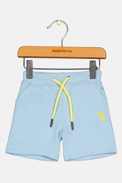 Trussardi Toddlers Boy Embroidered Logo Drawstring Shorts, Light Blue/Yellow