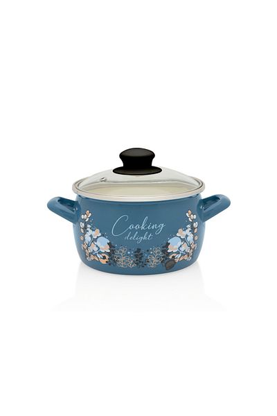 Metalac Oala 2.2l cu capac sticla Cooking Delight Metalac, email, 16cm, 2.2l