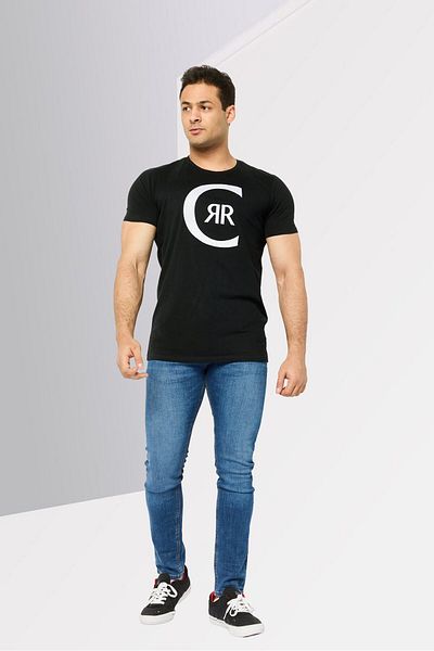 Cerruti 1881 Men Round Neck Short Sleeves Brand Logo T-Shirt, Black