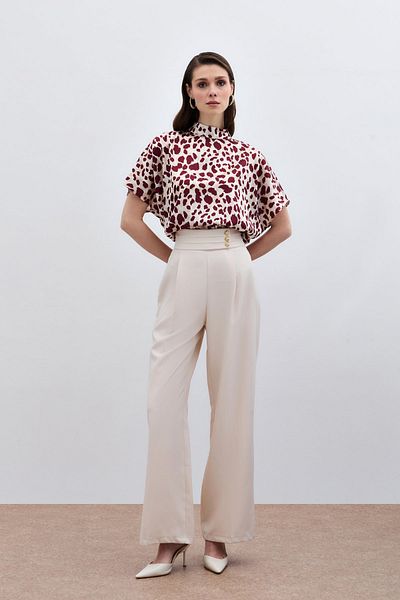 Sateen Stone Colored Waist Detailed Trousers
