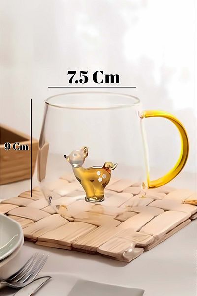 Jenisa Borosilicate Glass Gazelle Figured Mug 400 ml Glass