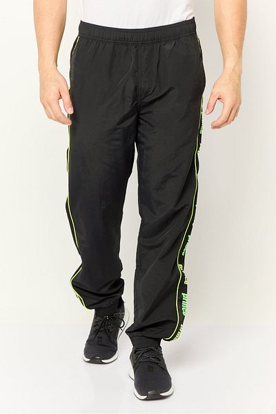 Prince Men Regular Fit Brand Logo Track Pants, Black