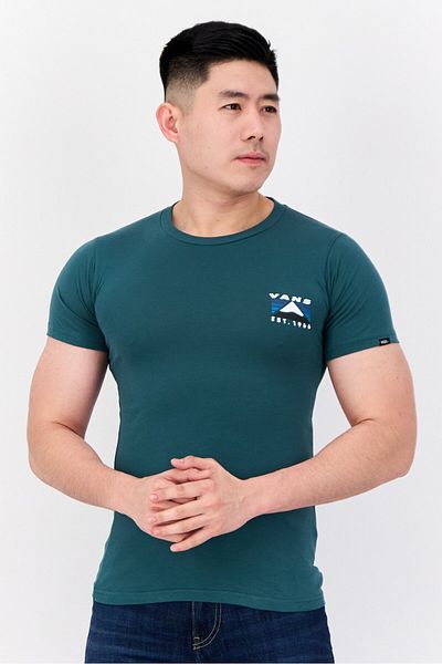 Vans Men Crew Neck Short Sleeve Brand Logo T Shirt, Dark Green