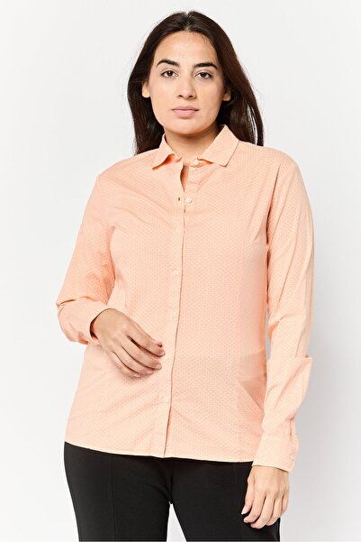 Harmont & Blaine Women Spread Collar Brand Logo Shirt, Orange