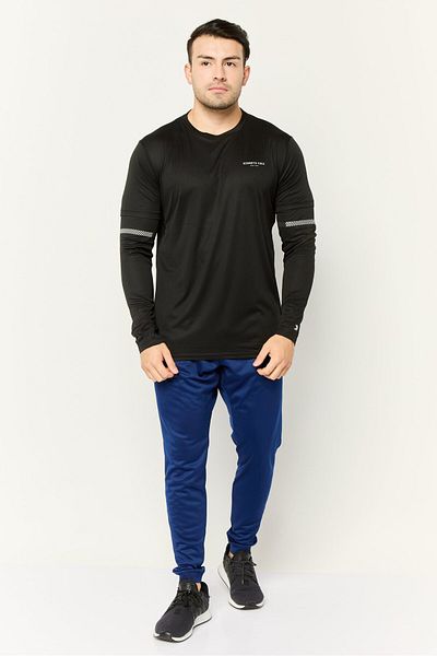 Kenneth Cole Men Crew Neck Long Sleeve Brand Logo T Shirt, Black