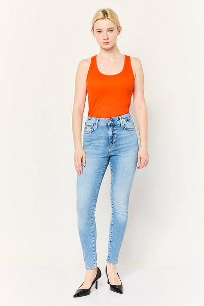 Esprit Women Skinny Fit High Rise Washed Stretchable Jeans, Blue