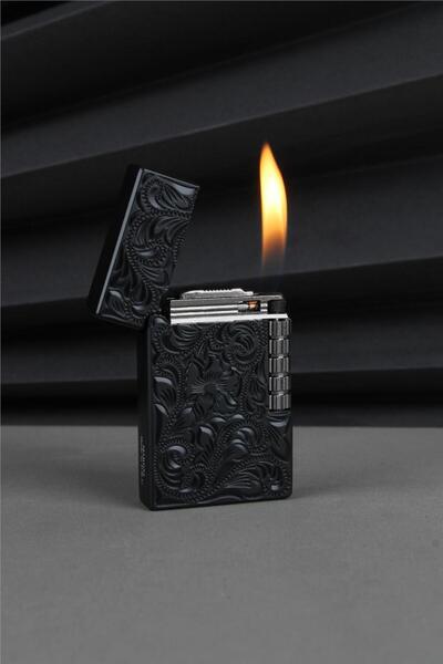 Silvio Monetti Kabartmanlı İşlemli Desenli Siyah Gazlı Çakmak - 25CAK110TB07