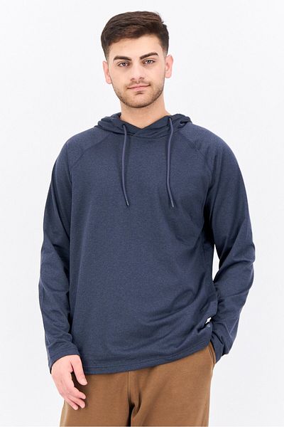 gaiam Men Slim Fit Long Sleeve Training Hoodies, Heather Navy