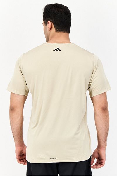 adidas Men Sportswear Fit Short Sleeve Training T-shirt, Beige