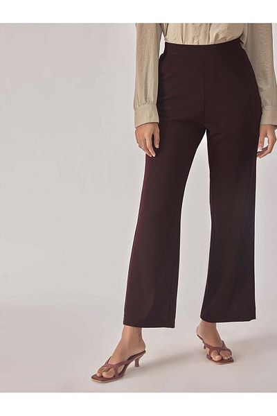 The Label Life Merlot Knit High Waisted Pants