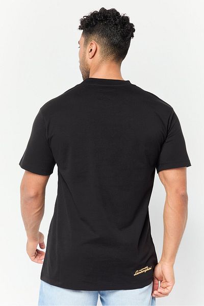 Lamborghini Men Crew Neck Short Sleeve Brand Logo T-Shirts, Black