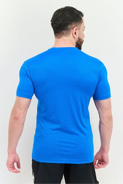 adidas Men Sportswear Fit Short Sleeve Running T-Shirt, Blue/Black