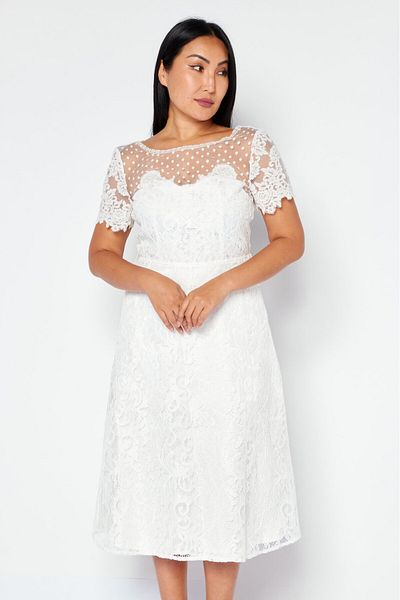 Ida Sjostedt for NA-KD Women Boat Neck Short Melody Dress, White