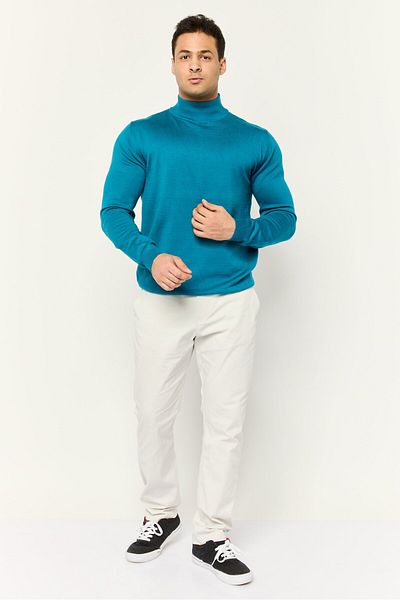 Sorbino Men Mock Neck Long Sleeve Knitted Sweater, Dark Teal