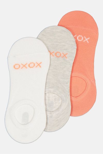 XOXO Women 3 Pairs Brand Logo Socks, White/peach/light Grey