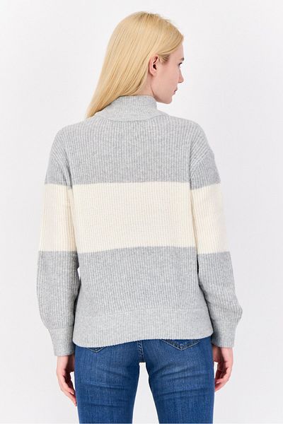 PİNK ROSE Women Turtle Neck Stripped Sweater, Multicolor