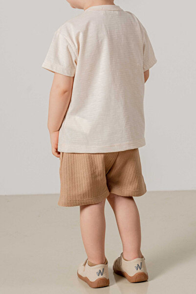 bombe Baby Kids Crew Neck Half Button Shorts Cotton Comfortable 2-Piece Set