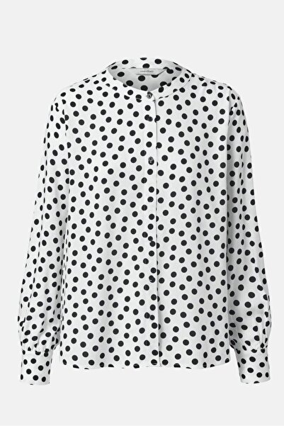 Tchibo Women Round Neck Long Sleeves Polka Blouse, White