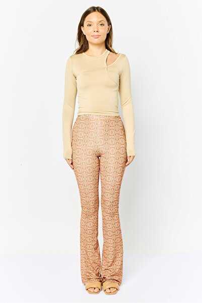 Don't Call Me Jennyfer Women Round Neck Long Sleeves Plain Top, Beige