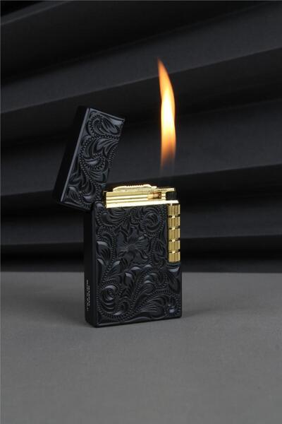 Silvio Monetti Kabartmanlı İşlemli Desenli Siyah Gazlı Çakmak - 25CAK110TB02