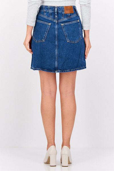 Esprit Women Washed Denim Skirt Mini Skirt, Navy