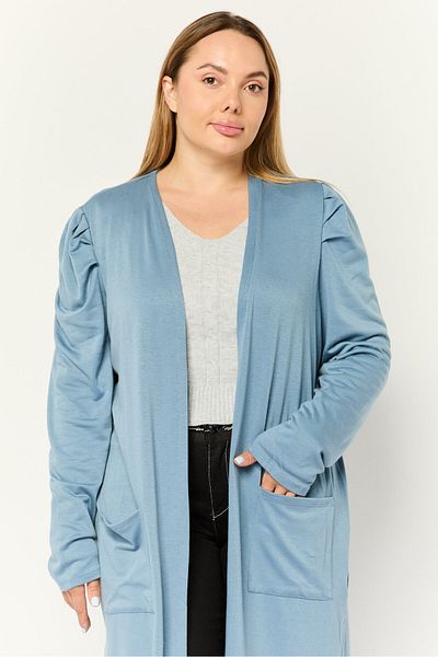 CYRUS Women Open Front Solid Cardigan, Blue