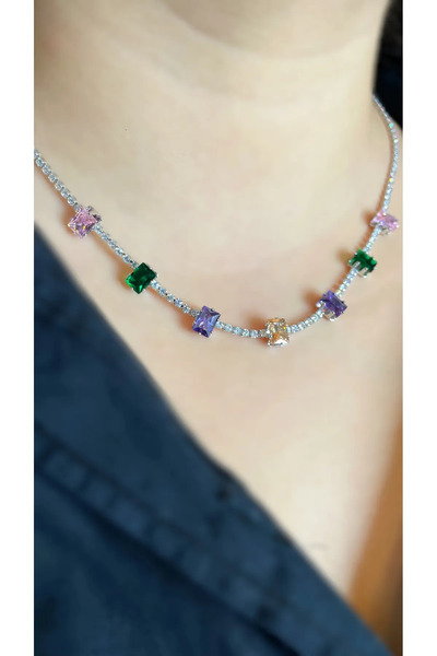 byozanyılmaz BAGET TAŞLARLA İŞLENMİŞ SU YOLU TASARIM KOLYE