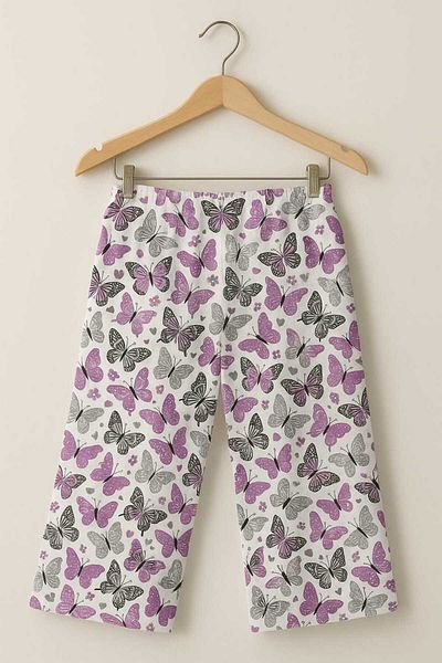 gigigiyim Butterfly Patterned Casual Women's Capri