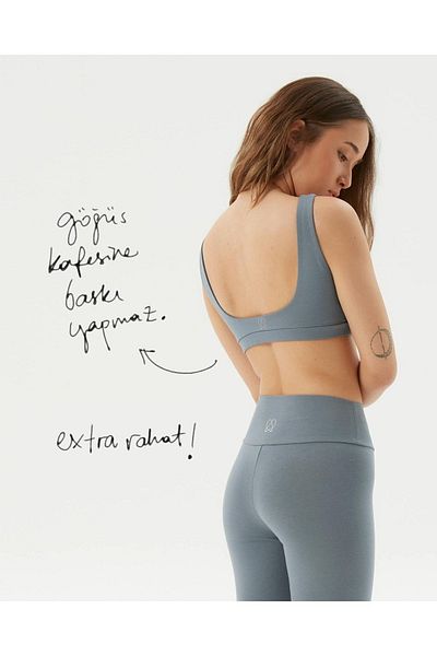 Ayma Active Μπλε Σουτιέν Pilates από οργανικό βαμβάκι με χαμηλή πλάτη