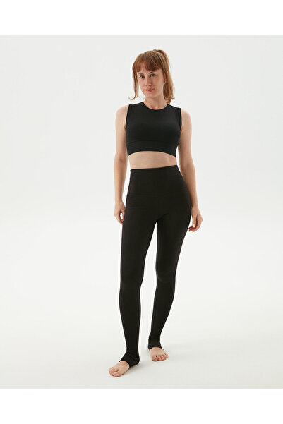 Ayma Active Siyah Sırt Dekolteli Drape Detaylı Crop Sırt Pencereli Büstiyer
