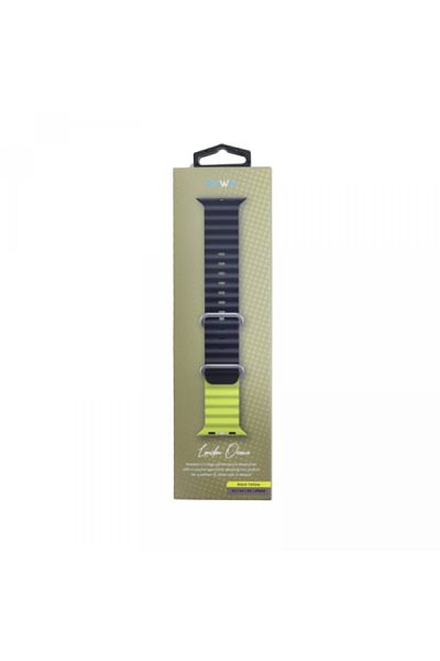 Pawa -London Ocean Apple Watch Silicone Strap Compatible with 42/44/45/49 mm Yellow and Black