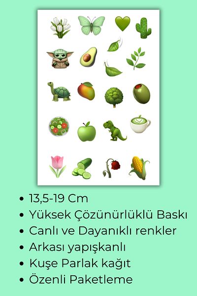 birikiyedi Green Themed Sticker Set Suitable for Planner Agenda Bullet Journal