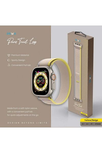 Pawa - Paris Trial Apple Watch Band Fabric Two-tone Compatible with Sizes 42/44/45/49mm Beige and Ye