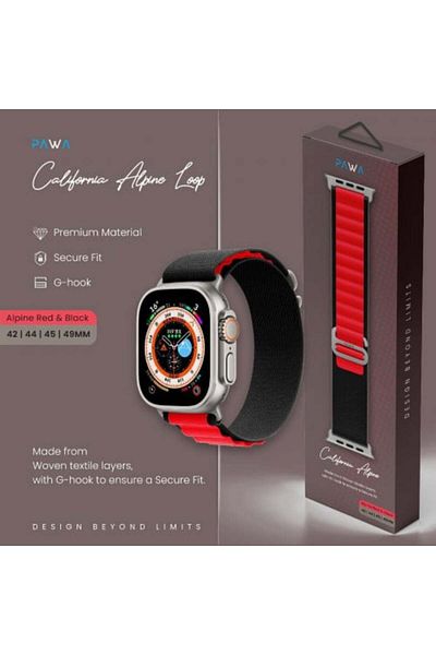 Pawa - California Alpine Apple Watch Band - Red and Black