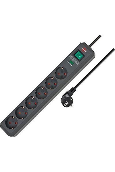 MEGOBİNE Megobine Eco Series 6-Plus Group Socket, High Voltage Protection (with Switch and 5 m Cable,