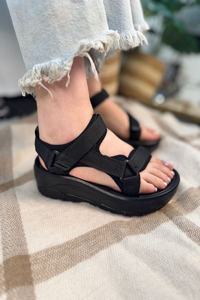 Nstil Sandale de damă N-step negru cu velcro talpă groasă Plajă Drumeții în aer liber Trekking 411