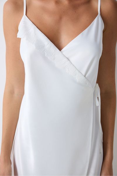 Penti Bridal Aura Satin Off-White Robe Nachthemd