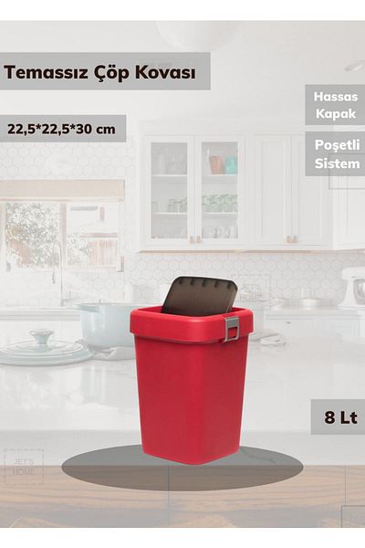 Jet's Home Κόκκινος πάγκος κάδου απορριμμάτων 8 λίτρων