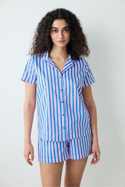 Penti Amelia Cămașă Pantaloni scurți Set pijama albastru în dungi