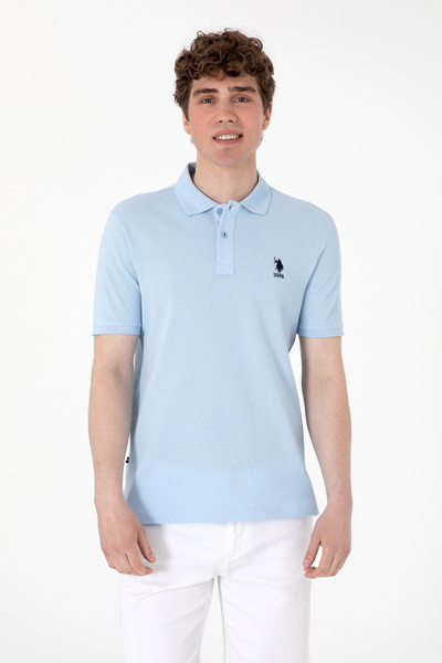 U.S. Polo Assn. Erkek Regular Fit Polo Yaka Açık Mavi Basic Tişört 50298031-V...